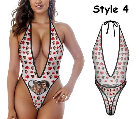 Custom Face One Piece Bikini Custom Women S Fun Underwear Photo Jumpsuit Underwear Valentine