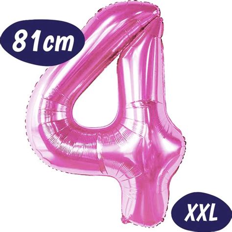 Ballons Chiffres Ballon Chiffre 4 70cm Rose Fuchsia Feuille