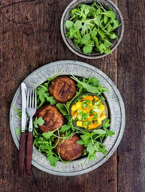 Grilled Portobello Mushroom Steaks With Apricot And Mango Salsa Vegan