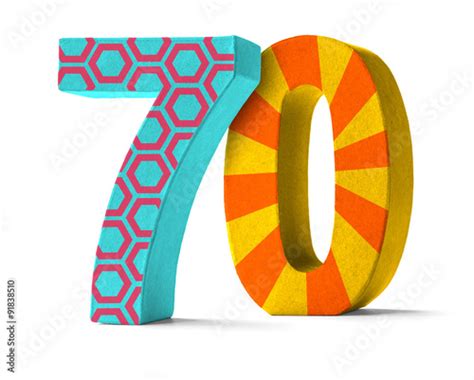 "Bunte Zahl aus Pappe - Nummer 70" Stockfotos und lizenzfreie Bilder