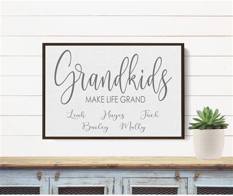 Grandkids Make Life Grand Personalized Framed Canvas Etsy