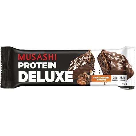 Musashi Deluxe Protein Bar Choc Caramel Brownie 12 X 60g