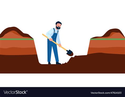 Male construction worker digging hole with shovel Vector Image