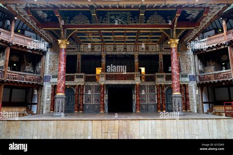 Interior of the Globe Theatre London, associated with William Shakespeare. Built in 16th Century ...