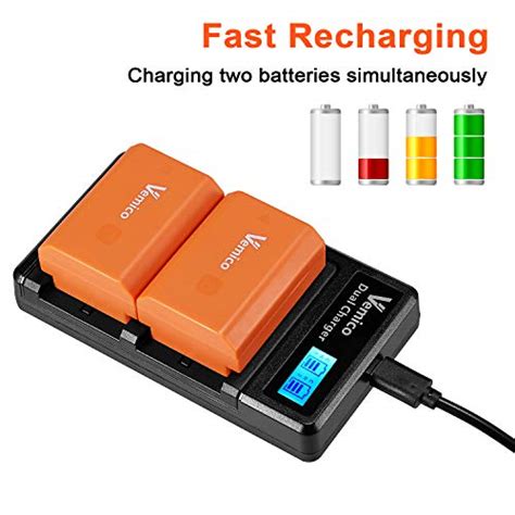 Vemico NP FZ100 Battery Charger Set Z Series 2 X 2280mAh Replacement