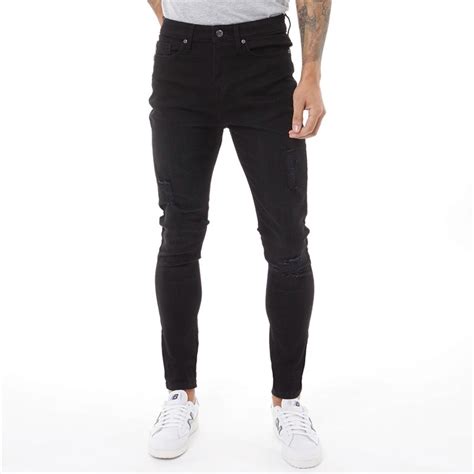 fluid heren ripped knee skinny jeans zwart