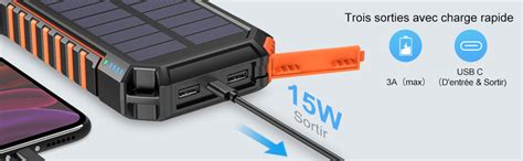 Riapow Batterie Externe Solaire Mah Chargeur Solaire Avec