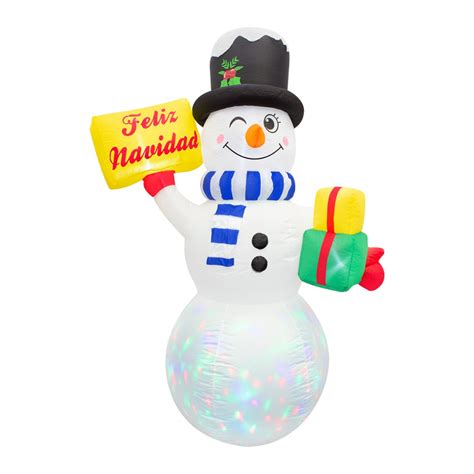 Inflable Navide O Con Luz Led Mu Eco De Nieve Con Letrero Feliz Navidad