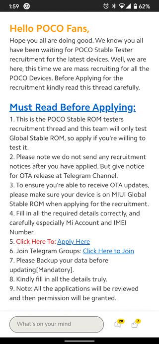 Poco F Poco X Pro Miui Stable Testers Now Wanted Link Inside