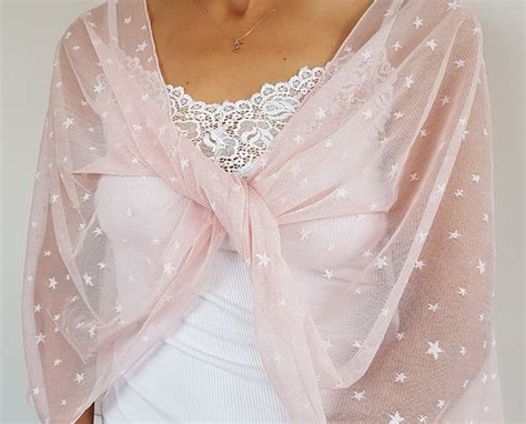 Blush Tulle Bridal Shoulder Wrap Mesh Twisted Shrug Wedding Etsy