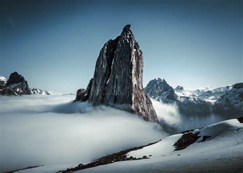 Mesmerizing Winter View of Mountain Segla at Senja Island, Norway Stock ...