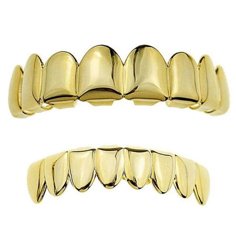 Gold Teeth Grillz With Tooth Upper Lower Set Ice Bae Bae