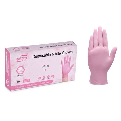 Swiftgrip Disposable Light Duty Nitrile Gloves Cherry Blossom En35p