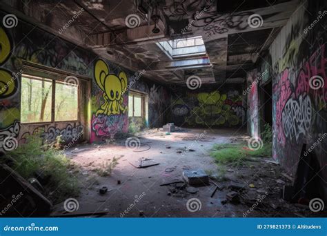 Alien Graffiti Artist is Spraying Its Creative Markings on the Walls of an Abandoned Building ...