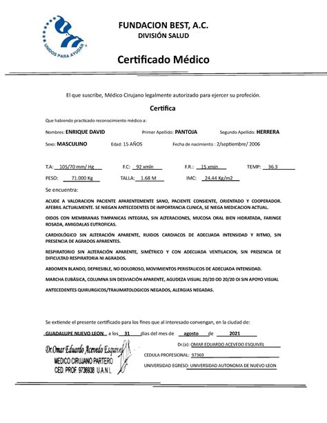 Certificado M Dico Del Imss Pa Cuando Te Enfermes Fundacion Best A