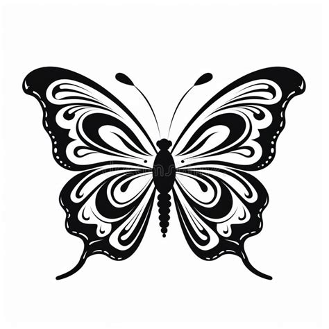 Black And White Butterfly Vector Illustration For Print And Web Stock