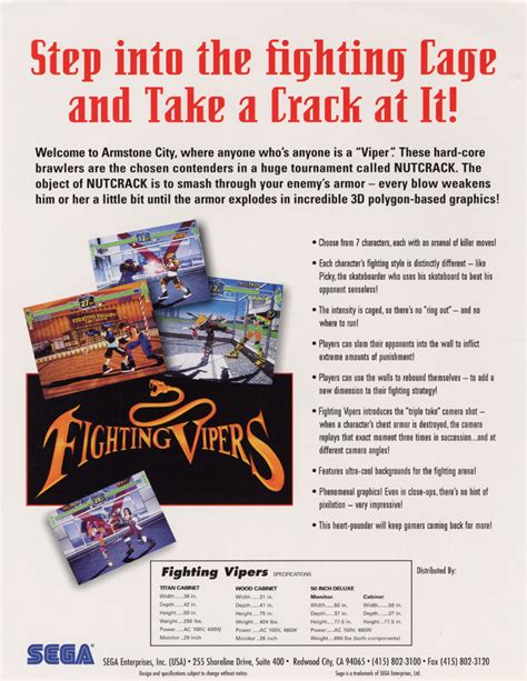 Fighting Vipers Sega Video Game 1995 USA The Arcade Flyer Archive