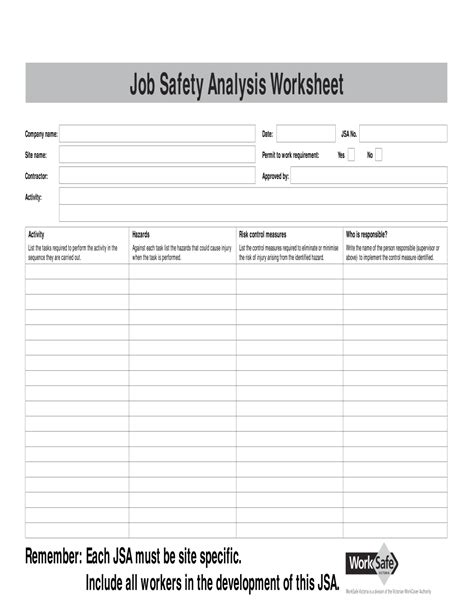 Printable Jsa Form