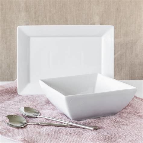 Better Homes Gardens Porcelain Square Bowl And Platter Set White