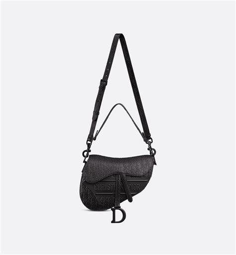 Saddle Bag With Strap Black Dior Oblique Embossed Calfskin Dior