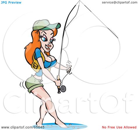 Royalty Free Rf Clipart Illustration Of A Sexy Redhead Woman Fishing