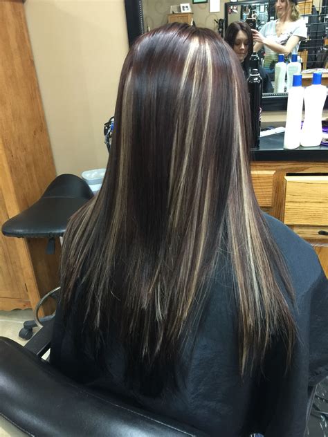 Long Darkest Cherry Brown With Black Lolights Platinum Blonde Peek A