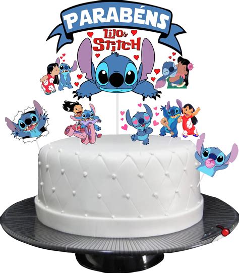 Topo De Bolo Topper De Bolo Aniversario Lilo Stitch Khondrion