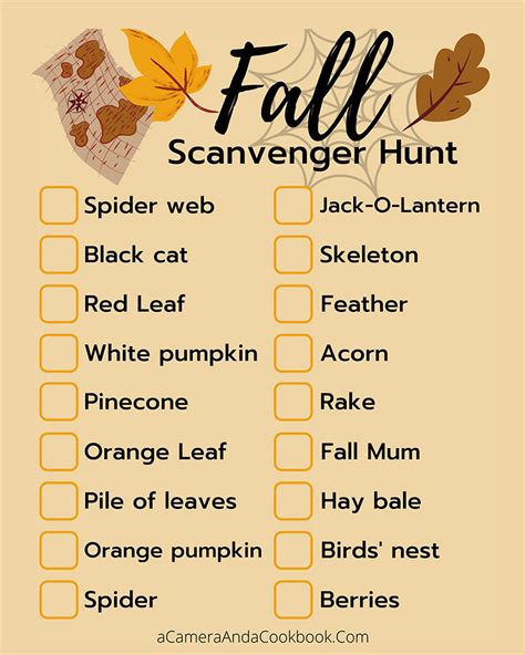 Fall Scavenger Hunt - A Camera and A Cookbook