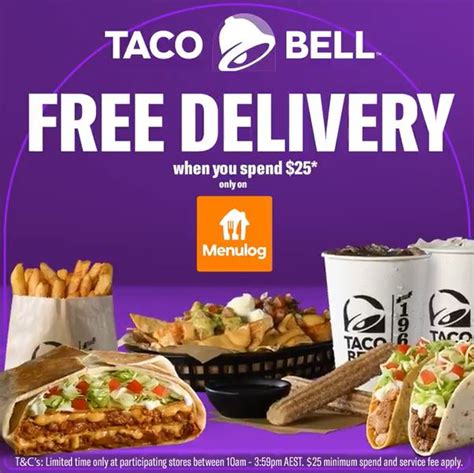 Deal Taco Bell Free Delivery With Spend Between Am Pm Via