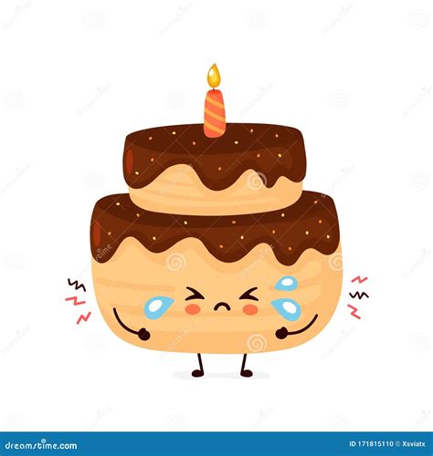 Cute Sad Cry Layered Birthday Party Cake Stock Vector Illustration Of