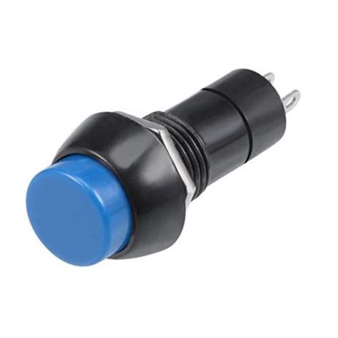 Blue PBS-11B 12MM 2PIN Momentary Self-Reset Round Plastic Push Button ...