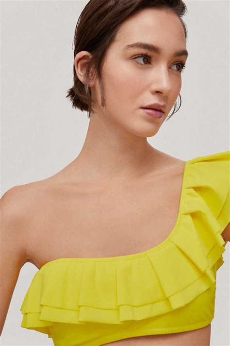 Mujer Ba O Pedro Del Hierro Bikini Top Asim Trico Volante Amarillo Catherine Bickel