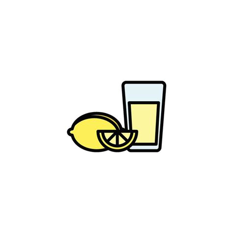 Lemon Juice In A Glass And A Slice Of Lemon Vector Illustration