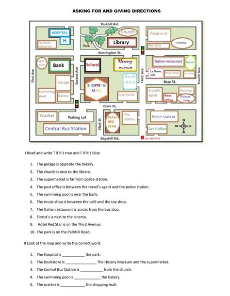 Asking For And Giving Directions Interactive Worksheet Teaching