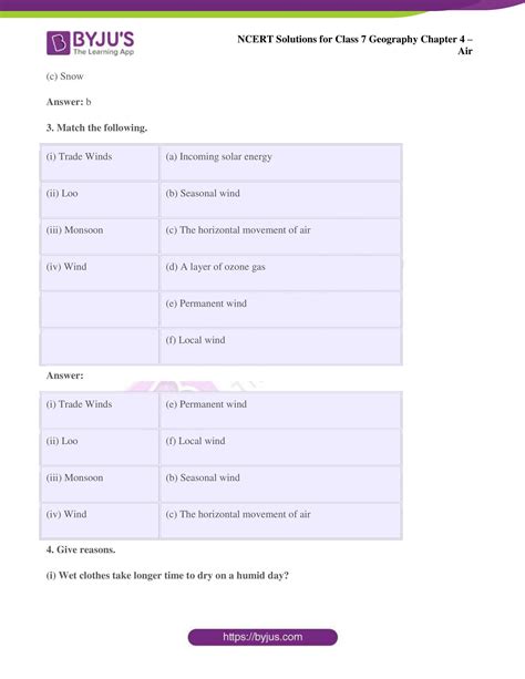 Ncert Solutions For Class 7 Geography Social Science Chapter 4 Air