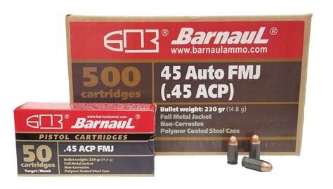 Barnaul .45 ACP Pistol Ammo - 230 Grain | FMJ | Steel Casing | 500rd ...