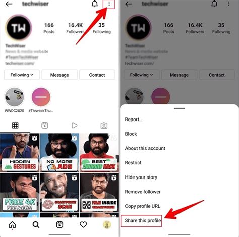 how to share an ig account