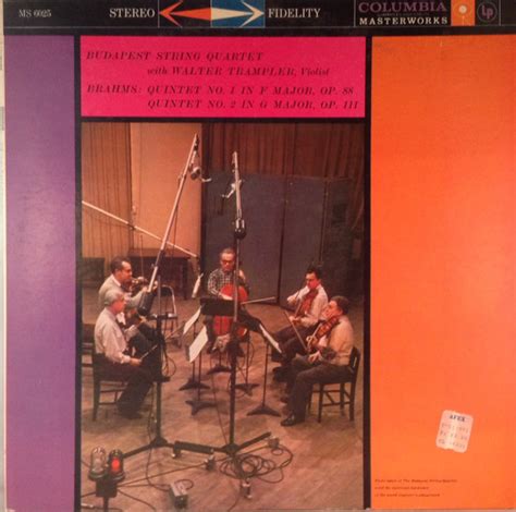 Brahms Walter Trampler The Budapest String Quartet Quintet No 1