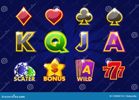 Gaming Icons of Card Symbols for Slot Machines or Casino. Game Casino, Slot, UI Stock Vector ...