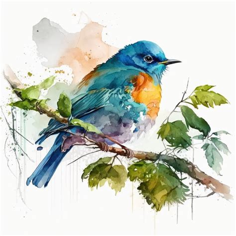 6 Pieces Spring Bird Watercolor Paintings Digital Download Modern Home Decor Design Bird On