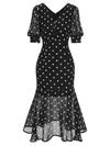 Black 1930s Polka Dot Mermaid Dress | Retro Stage