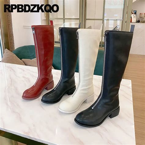 Zapatos Con Cremallera Frontal Para Mujer Botas De Piel Aut Ntica