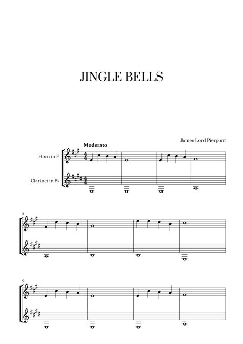 Jingle Bells For French Horn And Clarinet Arr Cadenza Editions By