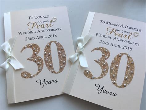 Pearl 30th 30 Wedding Anniversary Card Personalised With Etsy