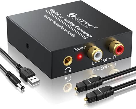 eSynic Convertidor de audio digital a analógico DAC de 192 KHz SPDIF