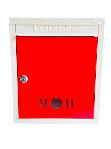 White And Red Inch Mild Steel Apartment Letter Box Lock With Two