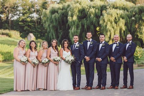 Pink And Navy Wedding Party Pose Inspiration Wedding Groomsmen Attire