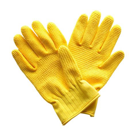 Premium PSD | A pair of bright yellow gloves the gloves on transparent