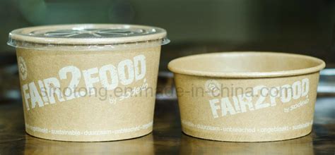 Disposable Printed Take Away Paper Soup Bowl With Plastic Lid China