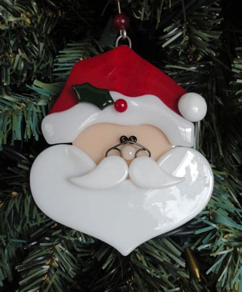 Fused Glass Santa Ornament Santa Claus Christmas Ornament Etsy